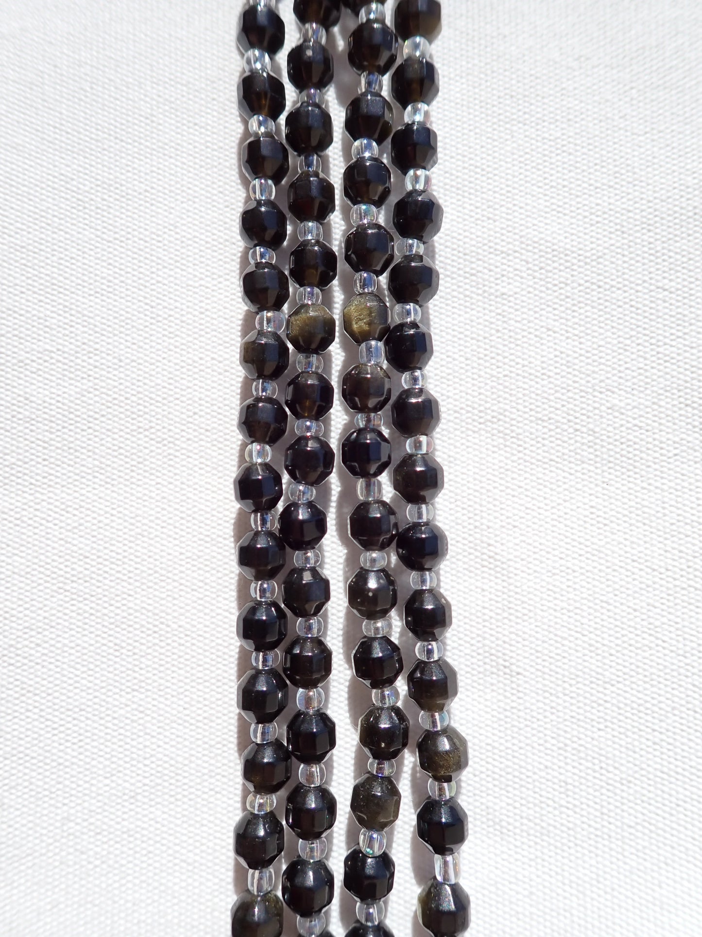 Faceted Golden Sheen Obsidian Bicone Beads