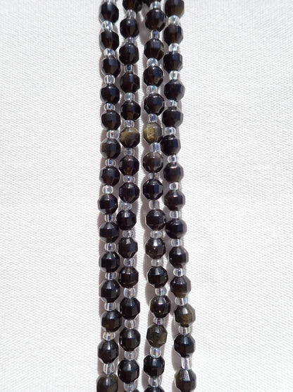 Faceted Golden Sheen Obsidian Bicone Beads