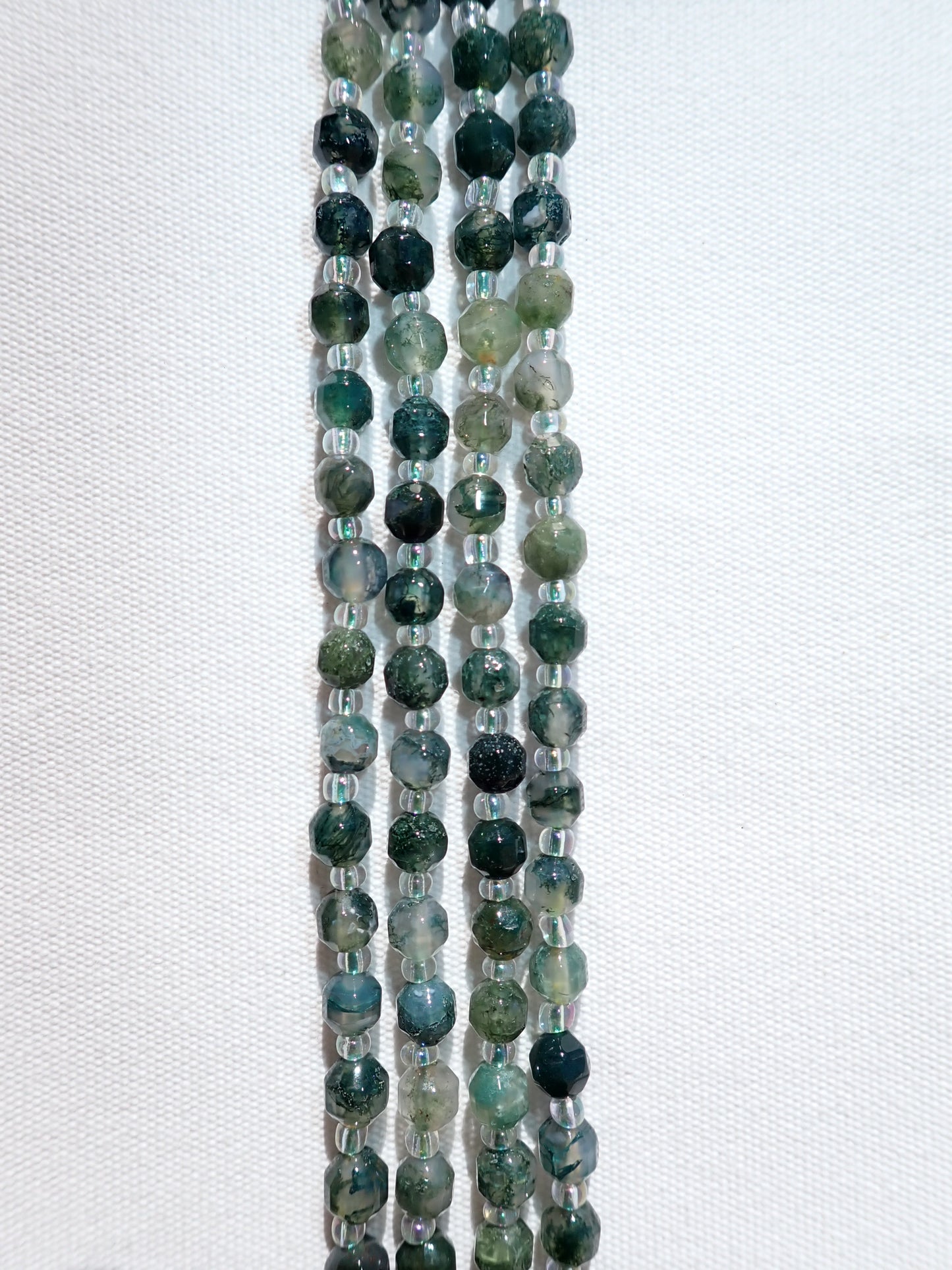 Faceted Moss Agate Bicone Beads