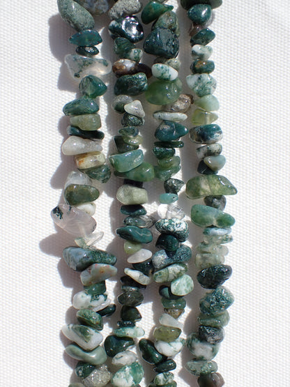 Moss Agate Chip Beads