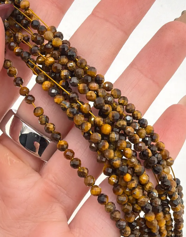 Prestrung Faceted Tiger Eye Beads