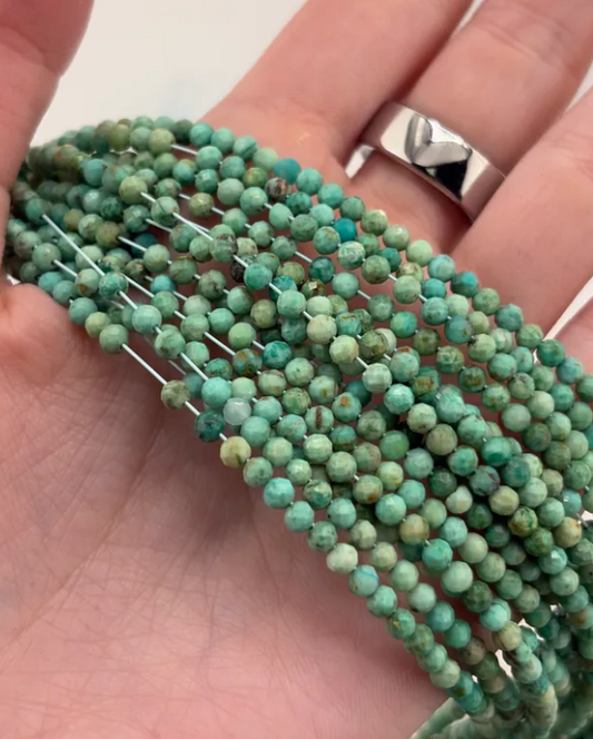 Prestrung Faceted Natural Turquoise Beads