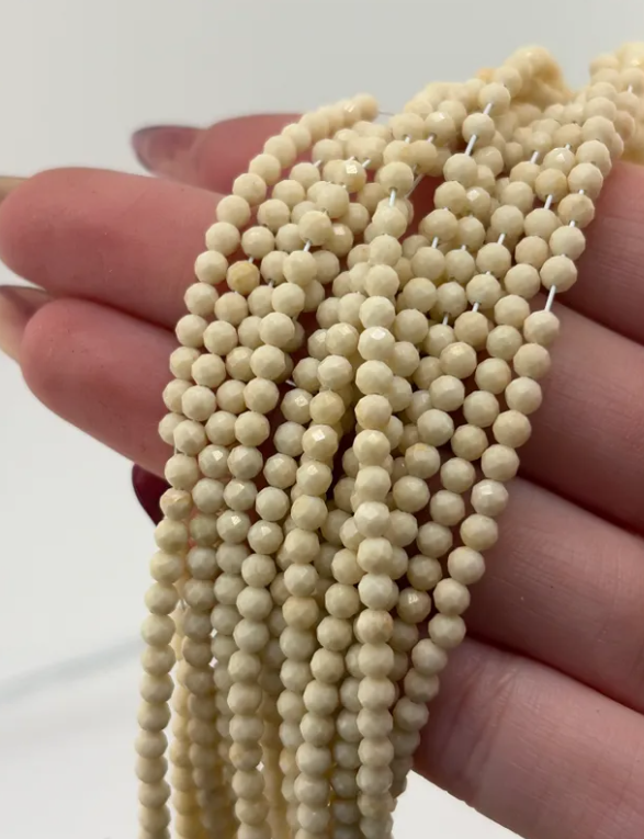 Prestrung Faceted Fossil Jasper Beads