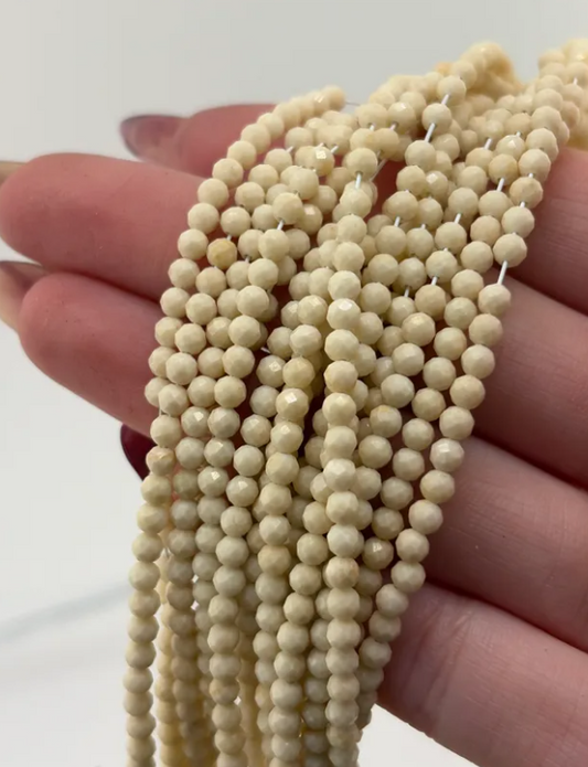 Prestrung Faceted Fossil Jasper Beads