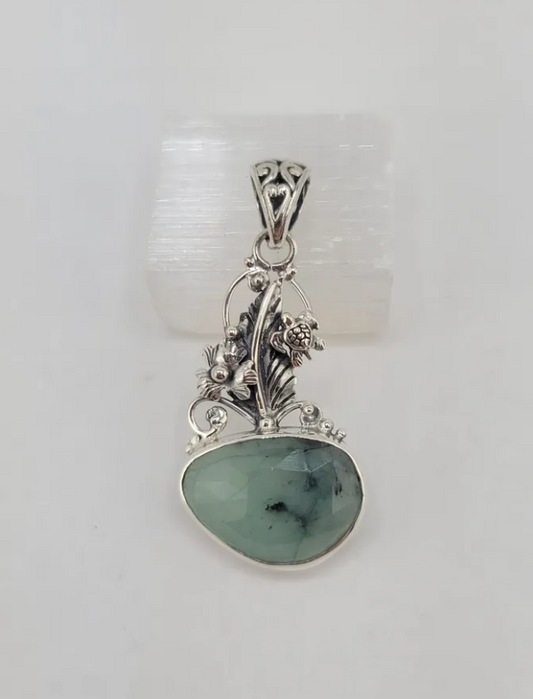 S.S. Shlomo Faceted Freeform Emerald Pendants