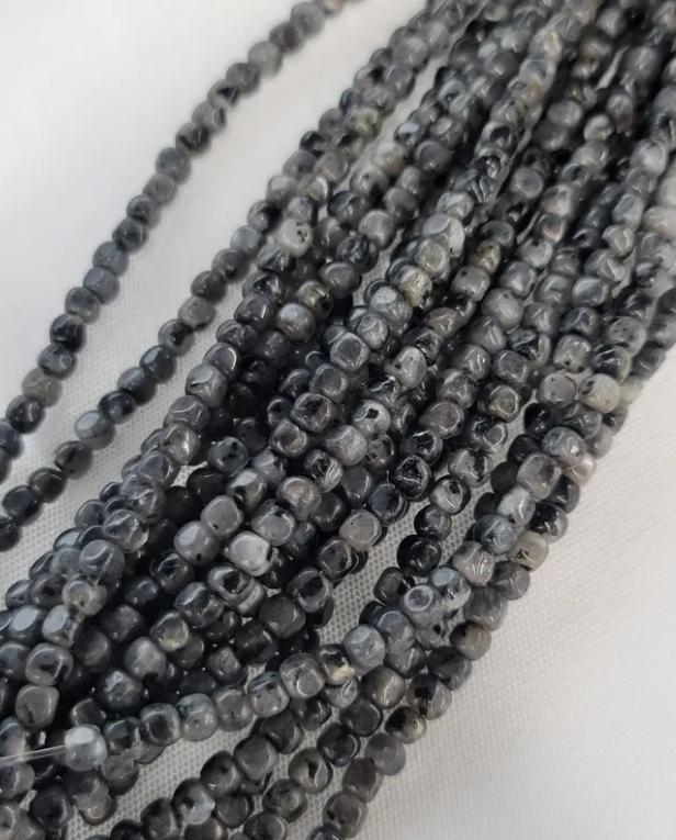 Black Labradorite Rounded Cube Beads