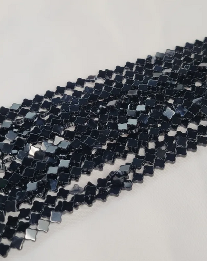Black Agate Clover Beads