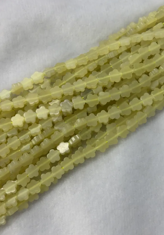 Olive Jade Flower Beads