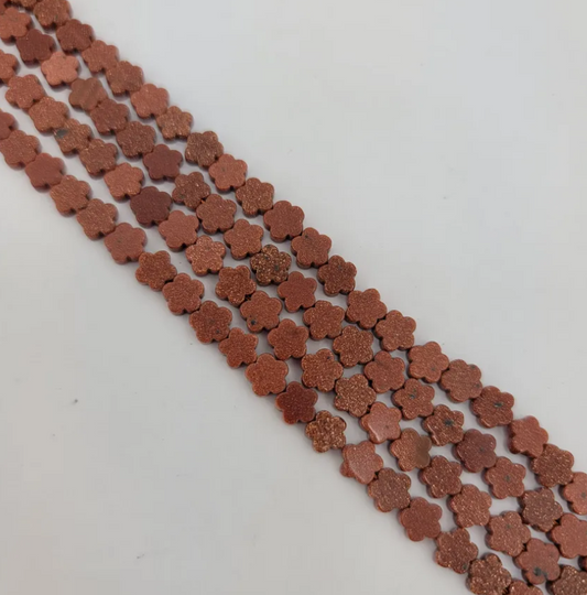 Brown Goldstone Flower Beads