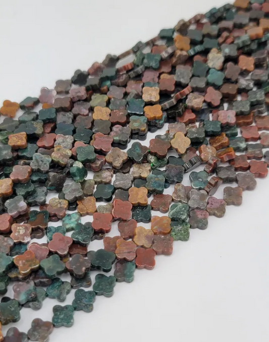Indian Agate Clover Beads
