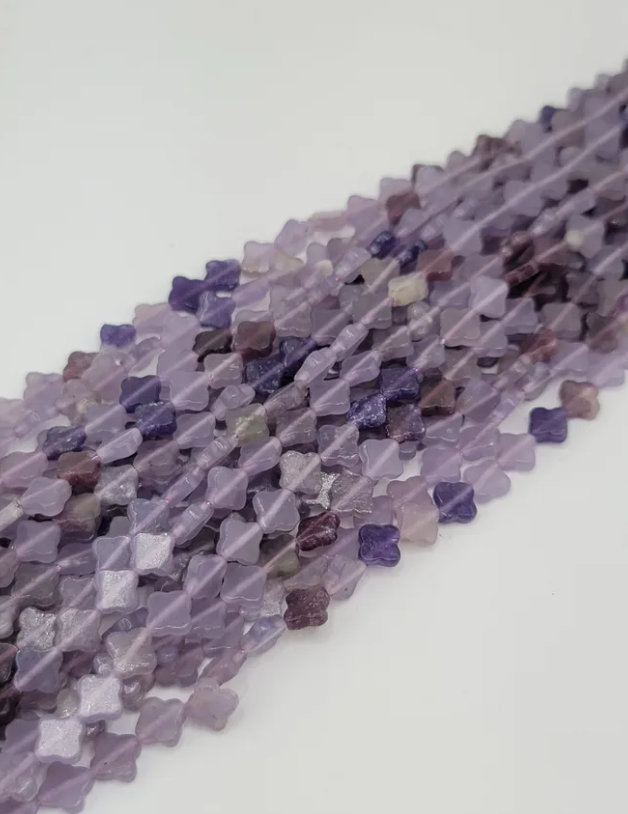 Lepidolite Clover Beads