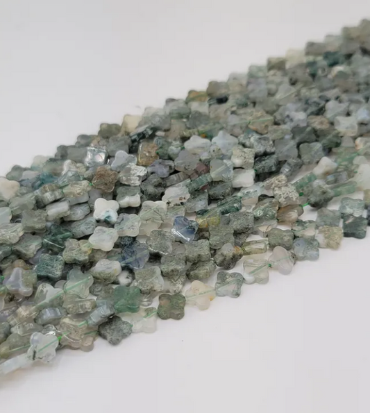 Moss Agate Clover Beads