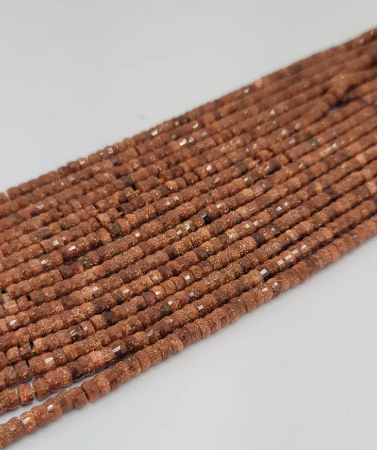 Brown Goldstone Faceted Heshi Beads