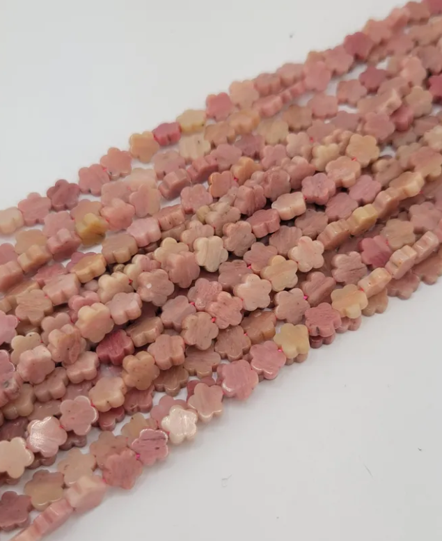 Pink Rhodonite Flower Beads