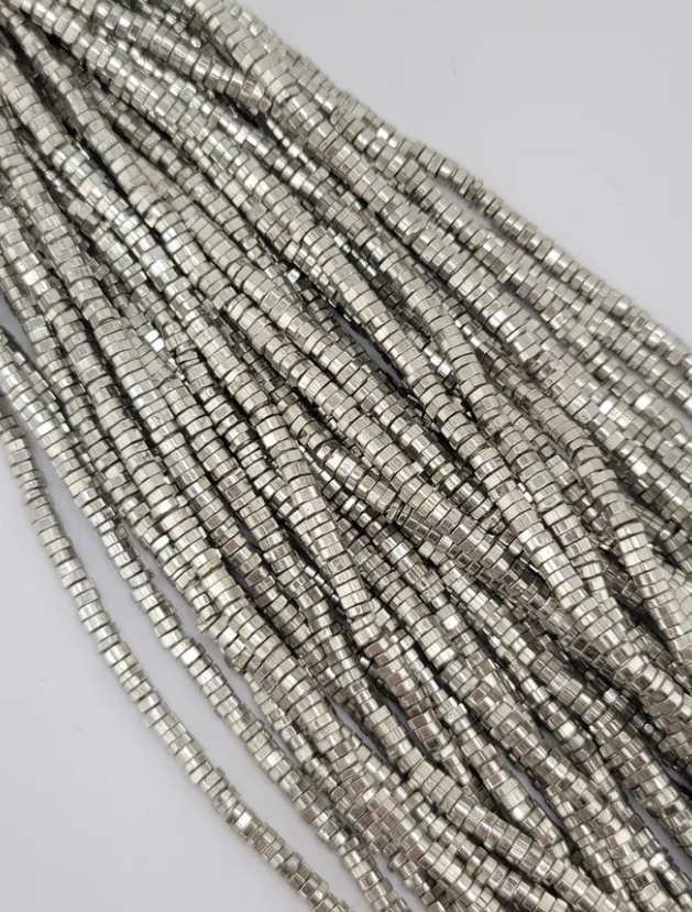 Silver Plated Brass Faceted Rondelle Beads
