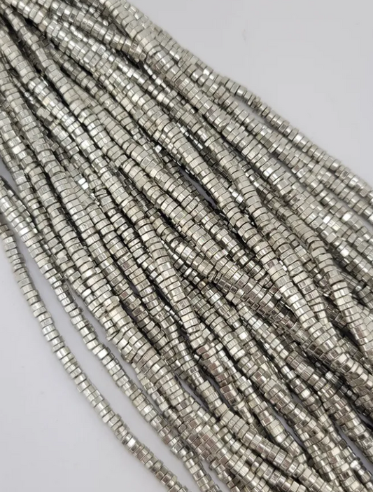 Silver Plated Brass Faceted Rondelle Beads