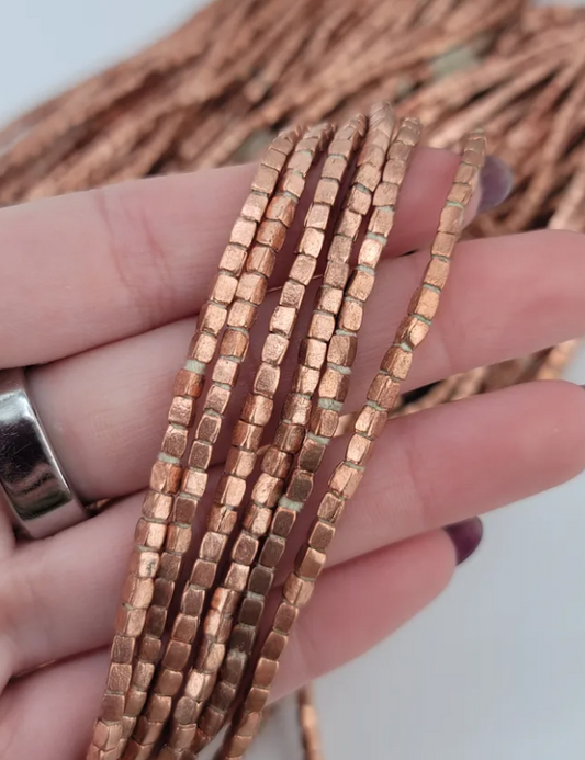 Short Copper Square Tube Beads