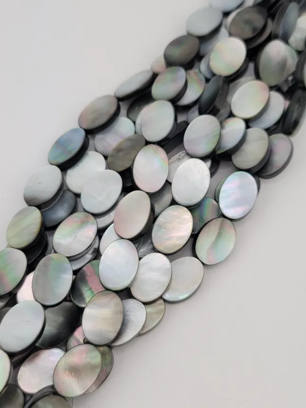 Black Shell Oval Beads