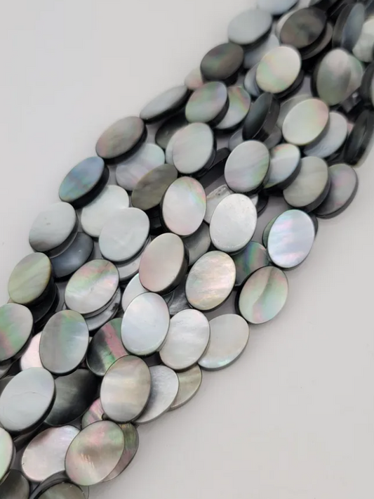 Black Shell Oval Beads