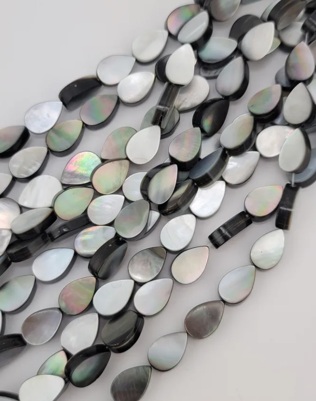 Black Shell Teardrop Beads