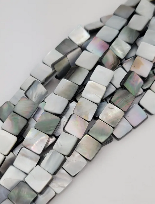 Black Shell Tile Beads
