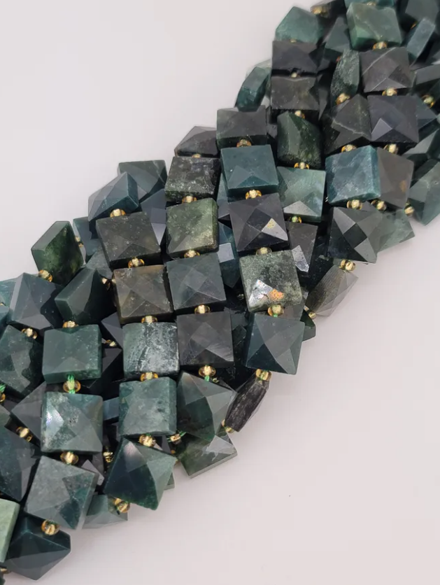Faceted Indian Agate Square Beads