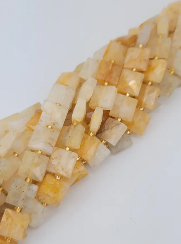 Faceted Golden Healer Square Beads