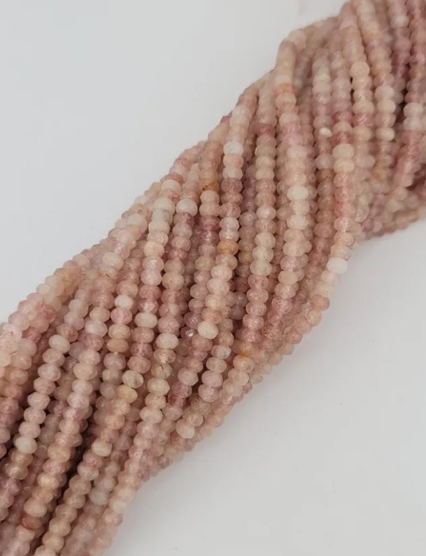 Faceted Strawberry Quartz Rondelle Beads