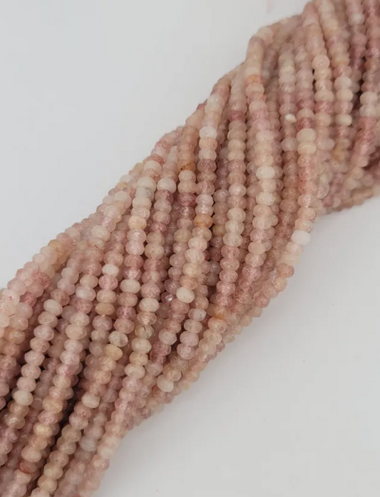 Faceted Strawberry Quartz Rondelle Beads