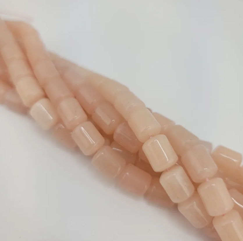 Peach Jade Tube Beads