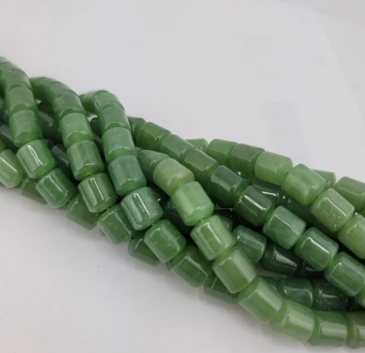 Apple Green Jade Tube Beads