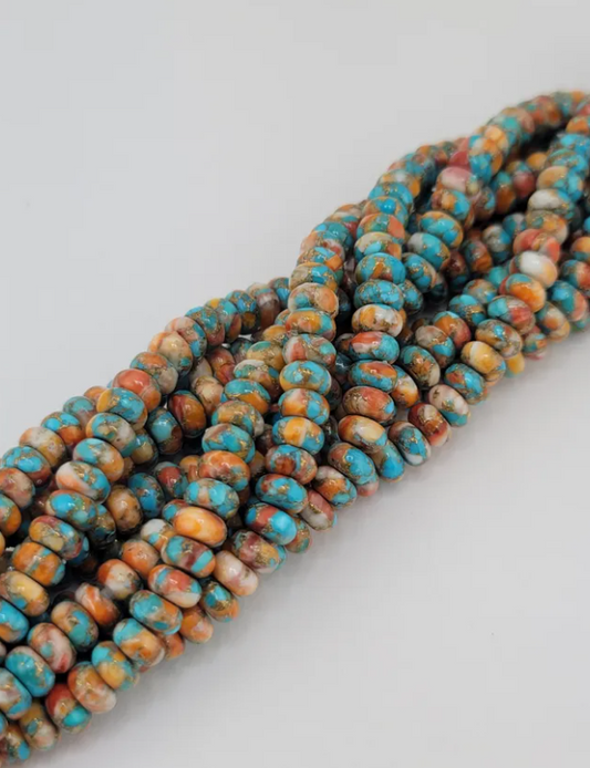 Spiny Oyster Turquoise Rondelle Beads