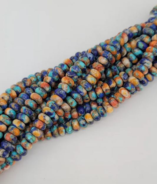 Spiny Oyster Lapis Turquoise Rondelle Beads