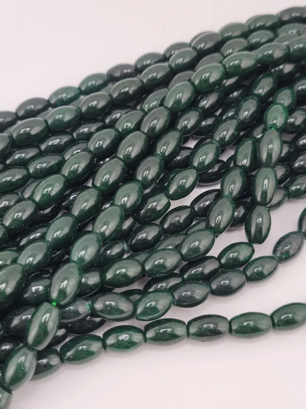 Forest Jade Barrel Beads