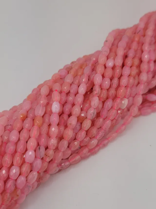 Faceted Rose Quartz Barrel Beads