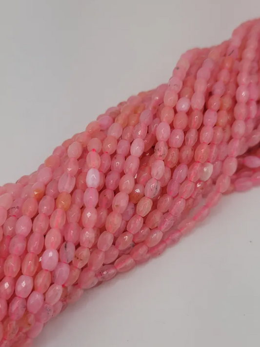 Faceted Rose Quartz Barrel Beads