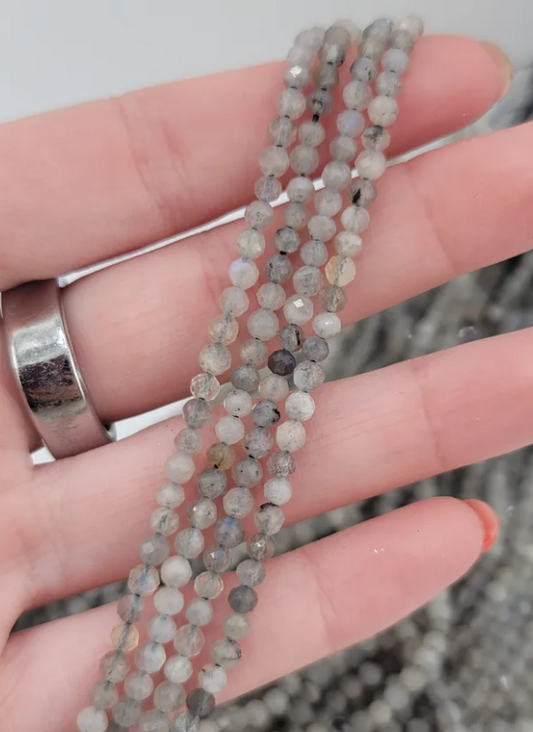 Faceted Grey Labradorite Beads