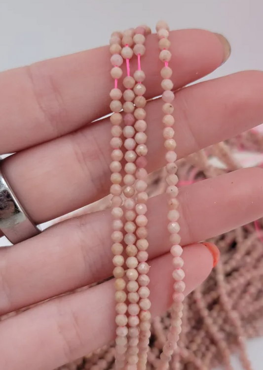 Faceted Pink Rhodonite Beads