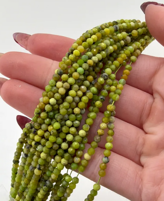 Prestrung Faceted Yellow Turquoise Jasper Beads