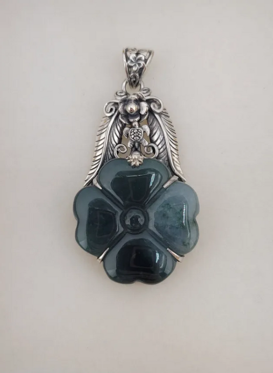 S.S. Shlomo Moss Agate Flower Pendants