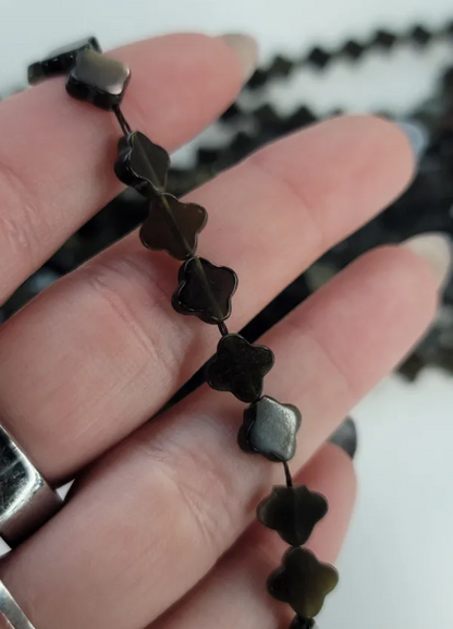 Ice Obsidian Clover Beads
