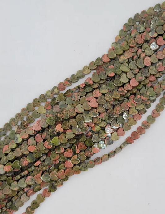 Unakite Heart Beads