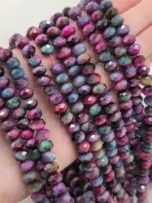 Faceted Rondelle Pink Tiger Eye Beads