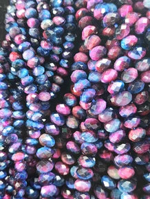 Faceted Rondelle Galaxy Tiger Eye Beads