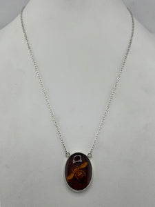 S.S. Amber Bee Engraved Necklaces