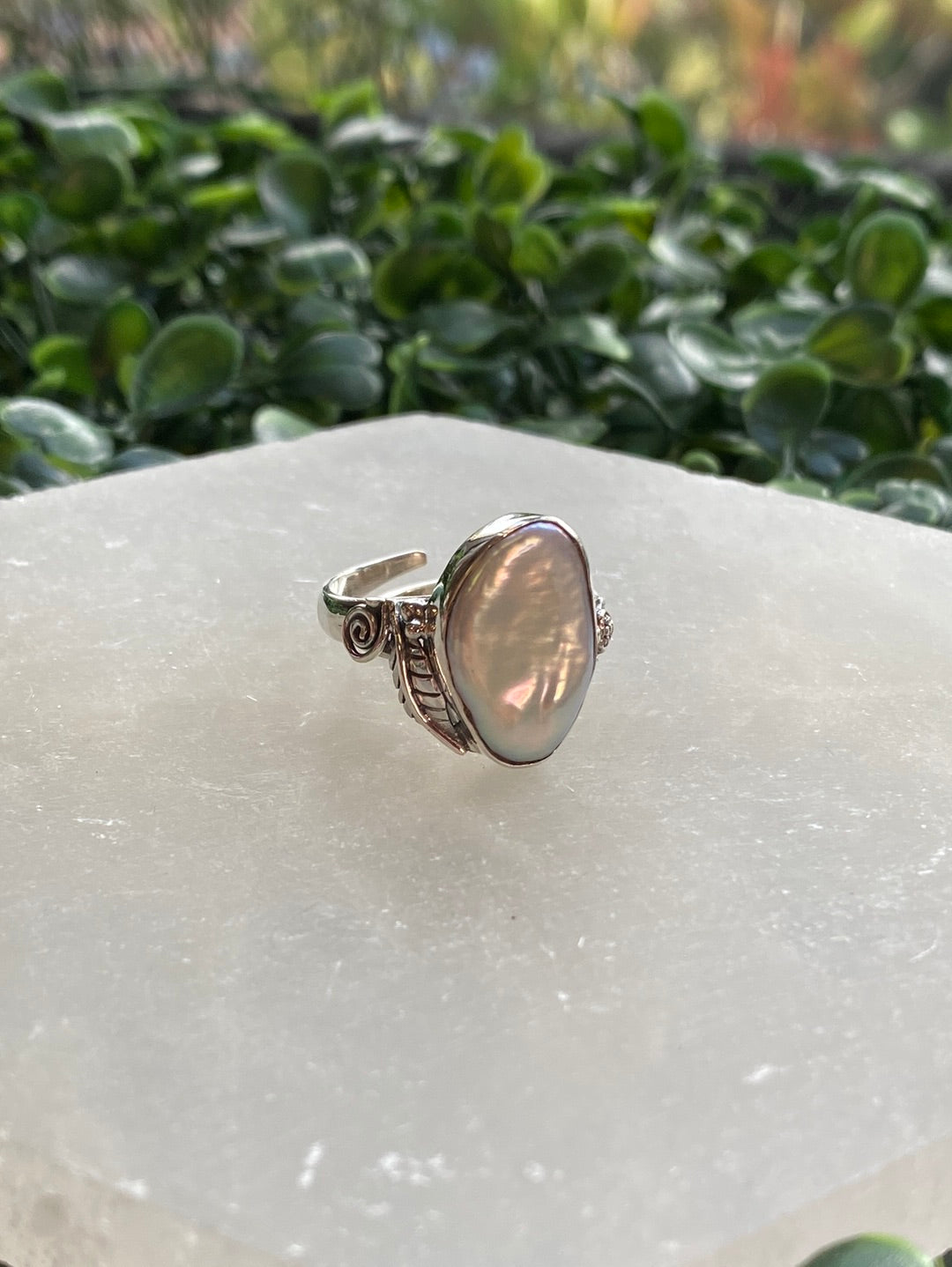 Sterling silver designer pearl ring available at wholesale and retail prices, only at our crystal shop in San Diego!