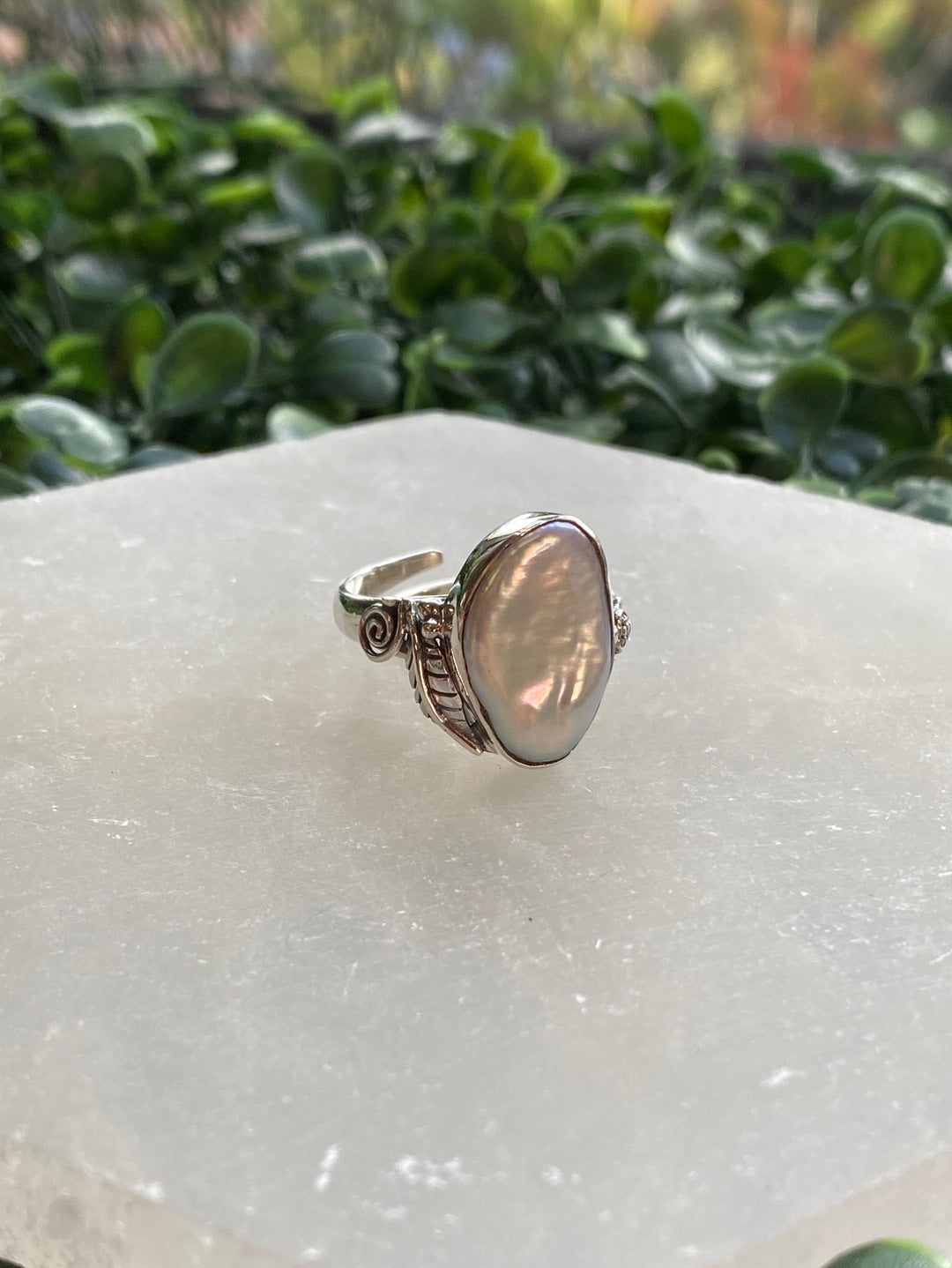 Sterling silver designer pearl ring available at wholesale and retail prices, only at our crystal shop in San Diego!