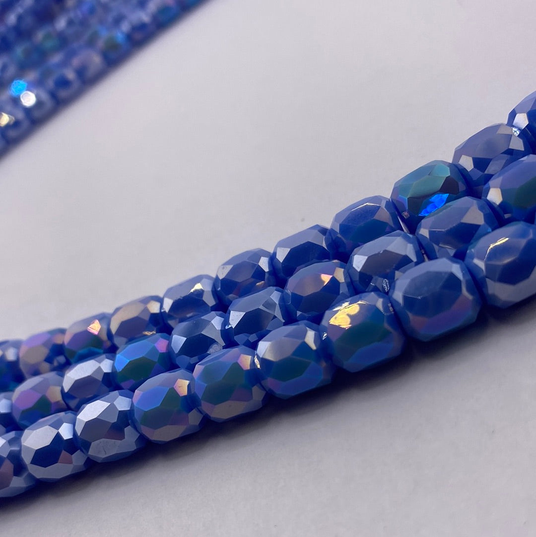 Lavender Faceted Crystal Barrel Beads
