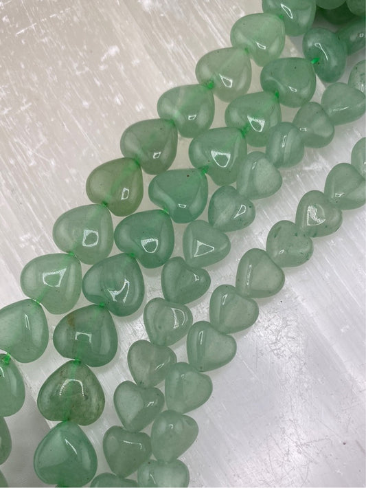 Green Aventurine Heart Beads