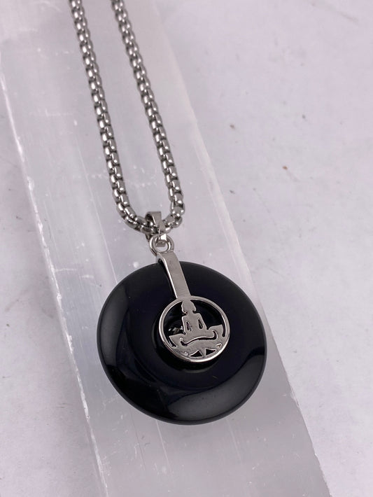 Stainless Black Onyx Meditating Necklaces